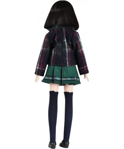 10 inch 1/6 Scale Student Series Ball Jointed Doll with Black Hair Wearing British Style School Uniform Socks Shoes 18 Flexib...