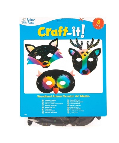 AX202 Woodland Animal Scratch Art Masks for Dress Up Play - Pack of 8 Magic Scratch Art and Craft Kits for Kids $18.41 Craft ...