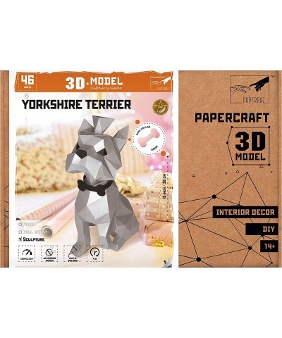 DIY 3D Yorkshire Terrier Dog Sculpture PaperCraft Building Kit - no Scissors Needed $58.51 Craft Kits