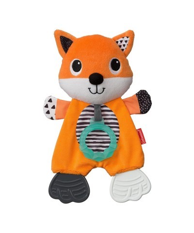 Cuddly Teether Fox Character 3 Textured Teething Places to Soothe Sore Gums BPA-Free Silicone Soft Fabric Textures to Explore...