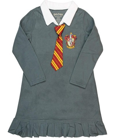 Harry Potter Pajama Girls Hermione Gryffindor Uniform With Tie Fleece Nightgown Costume $33.62 Kids' Costumes