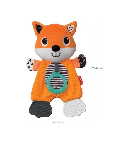 Cuddly Teether Fox Character 3 Textured Teething Places to Soothe Sore Gums BPA-Free Silicone Soft Fabric Textures to Explore...