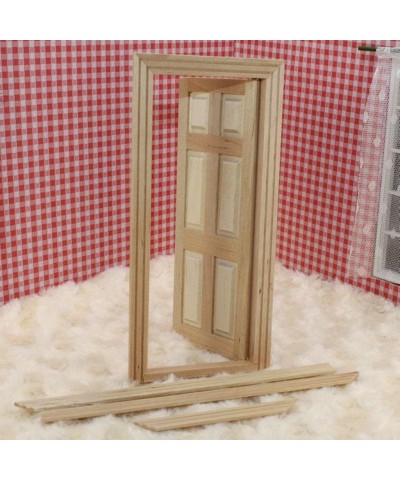 1/12 Scale Dollhouse Miniature Kits 6-Panel Wooden Door DIY Making Accessories $19.06 Dollhouse Accessories