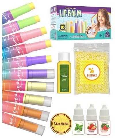 Kids Lip Balm Making Craft Kit with Natural Ingredients - Makes a Great Girls Lip Gloss Set - Great Birthday Gifts for 8 9 10...