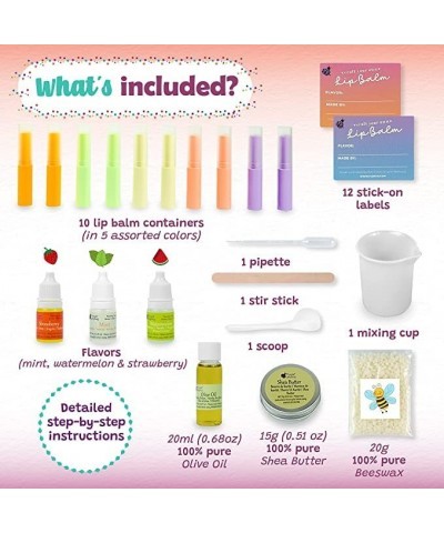 Kids Lip Balm Making Craft Kit with Natural Ingredients - Makes a Great Girls Lip Gloss Set - Great Birthday Gifts for 8 9 10...