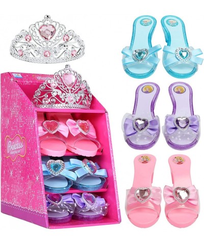 Girls Play Set! Princess Dress Up Shoes and Tiara (3 Pairs of Shoes + 1 Tiara) Role Play Collection Fashion Princess Shoes fo...