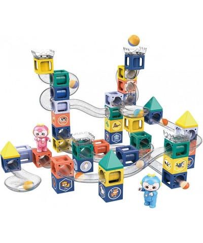 Marble Run Magnetic Stacking Blocks STEM Magnet Building Toy Set Includes 2 Cute Dolls for Imaginative Play Preschool Educati...