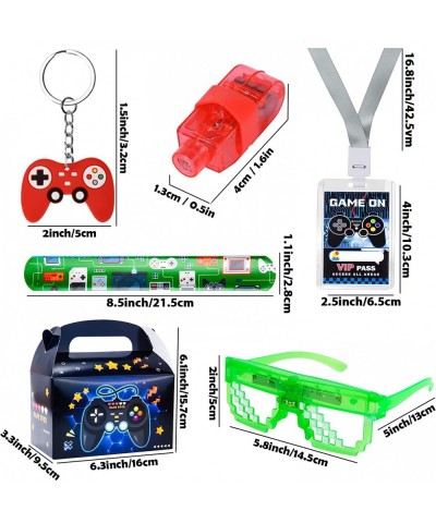 72Pcs Video Game Party Favors Kids Boy Gamer Birthday Gift with Box VIP Pass Holder LED Glasses Rings Toys for Teen Men Game ...