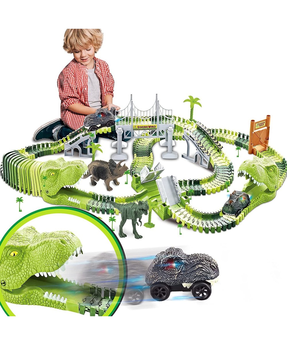 Dinosaurs Race Track Toy for Boys Girls Race Car Track for Kids Age 3-6 Dino Toys with 144 Flexible Track 2 LED Dinosaur Raci...