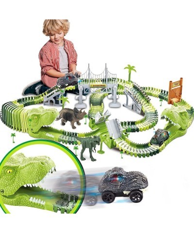 Dinosaurs Race Track Toy for Boys Girls Race Car Track for Kids Age 3-6 Dino Toys with 144 Flexible Track 2 LED Dinosaur Raci...