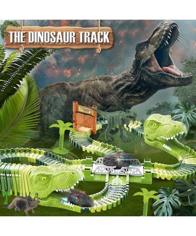 Dinosaurs Race Track Toy for Boys Girls Race Car Track for Kids Age 3-6 Dino Toys with 144 Flexible Track 2 LED Dinosaur Raci...