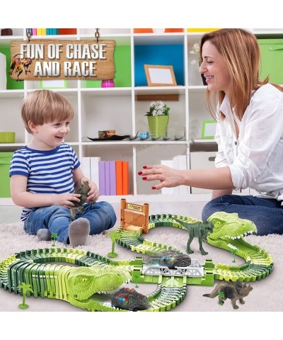 Dinosaurs Race Track Toy for Boys Girls Race Car Track for Kids Age 3-6 Dino Toys with 144 Flexible Track 2 LED Dinosaur Raci...