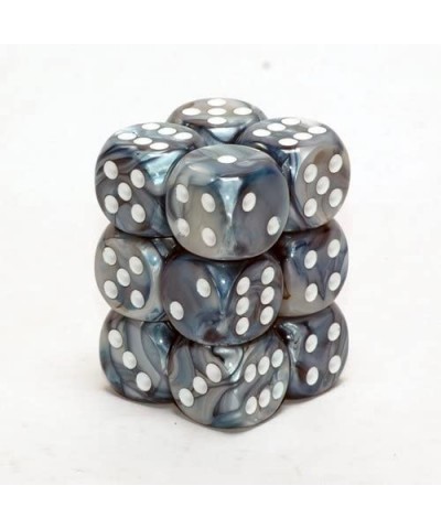 Dice d6 Sets: Lustrous Slate with White - 16mm Six Sided Die (12) Block of Dice $21.69 Game Accessories