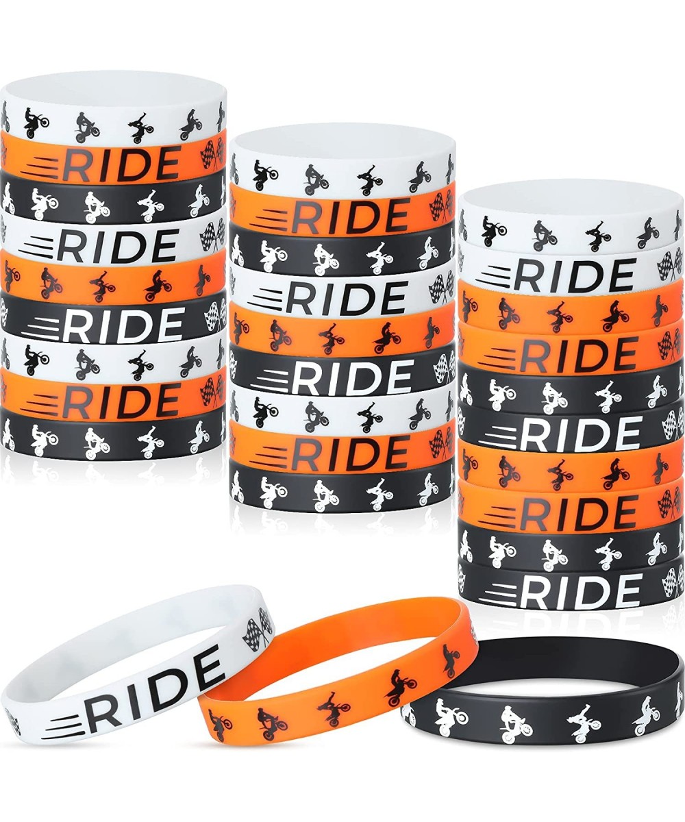 30 Pieces Dirt Bike Party Favors Rubber Bracelets Motocross Silicone Wristbands for Boys Birthday Motocross Game Party Suppli...