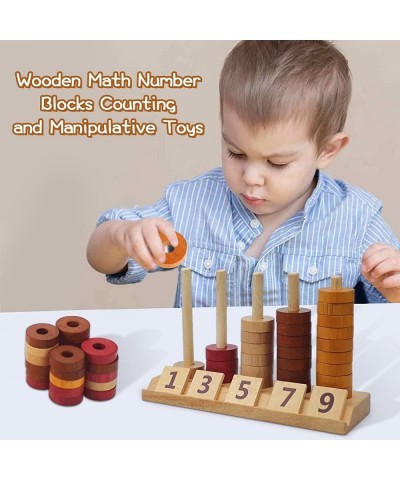 Montessori Toys for Toddlers Wooden Math Number Blocks Counting and Manipulative Toys Basic Math Game Preschool Learning Educ...