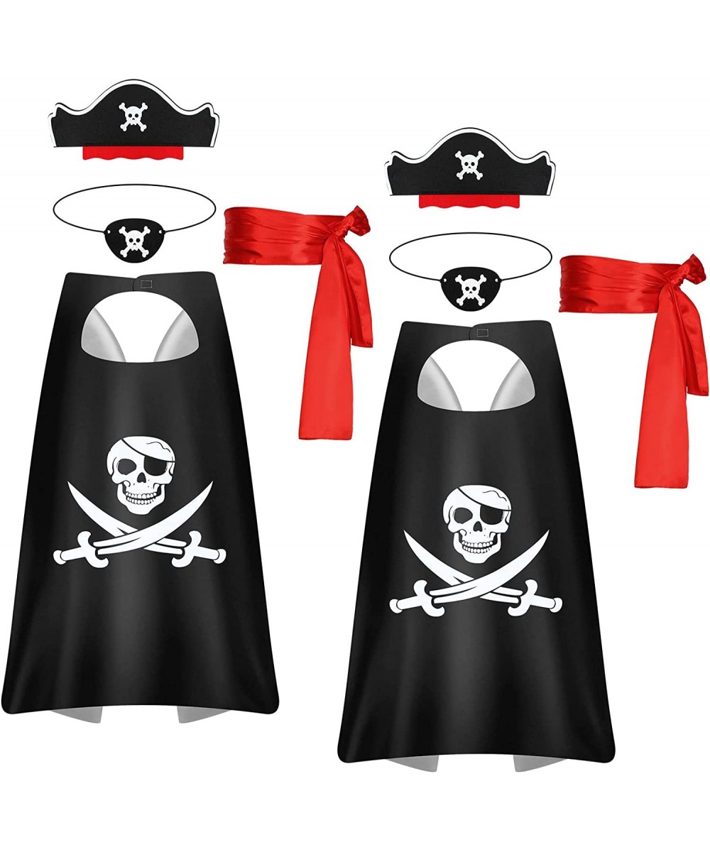 8 Pieces Pirate Costume Accessories Kids Pirate Hat Skull Eye Patch Eye Mask Black Pirate Costume Cape Long Sash Belt for Boy...