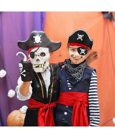 8 Pieces Pirate Costume Accessories Kids Pirate Hat Skull Eye Patch Eye Mask Black Pirate Costume Cape Long Sash Belt for Boy...