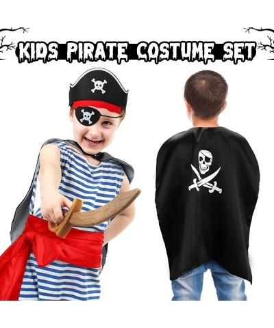 8 Pieces Pirate Costume Accessories Kids Pirate Hat Skull Eye Patch Eye Mask Black Pirate Costume Cape Long Sash Belt for Boy...