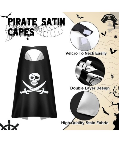 8 Pieces Pirate Costume Accessories Kids Pirate Hat Skull Eye Patch Eye Mask Black Pirate Costume Cape Long Sash Belt for Boy...