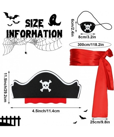 8 Pieces Pirate Costume Accessories Kids Pirate Hat Skull Eye Patch Eye Mask Black Pirate Costume Cape Long Sash Belt for Boy...