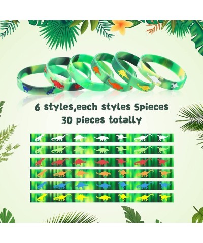 30 Pack Dinosaurs Silicone Wristbands Green Dinosaurs Wristband Bracelets Dinosaur Party Favors Bracelet Gifts Bag Stuffer fo...