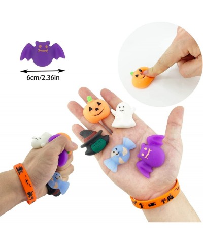 54Pc Kids Halloween Party Favors Slap Bracelets Rubber Wristbands Mochi Squishy Assorted Gifts for Kids Halloween Trick or Tr...