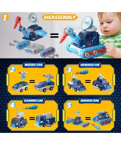 Take-Apart Robot Magnetic Vehicle Toy 5-in-1 Dinosaur Transform Car with Screwdriver Storage Box Kids Armored Fighting Vehicl...