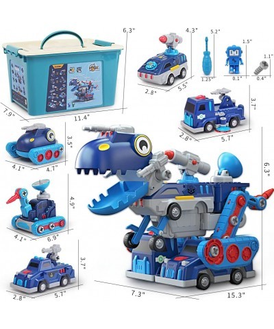 Take-Apart Robot Magnetic Vehicle Toy 5-in-1 Dinosaur Transform Car with Screwdriver Storage Box Kids Armored Fighting Vehicl...