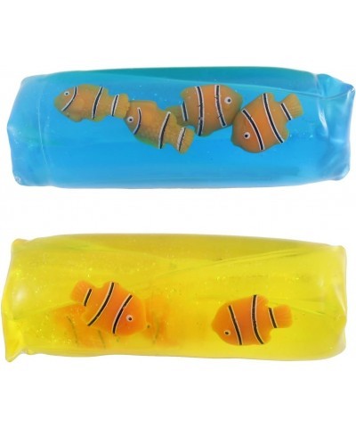 2 Clownfish Sealife Animal Water Trick Snake Filled - Stress Toy - Slippery Tricky Wiggly Wiggler Tube - Squishy Wiggler Sens...