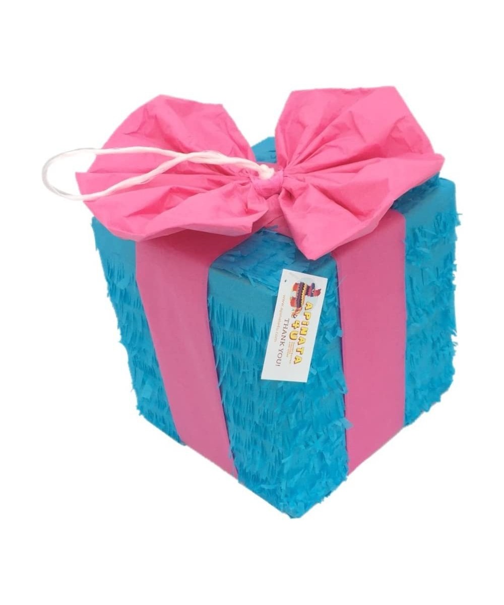 APINATA4U Gender Reveal Pinata Pink & Blue Gift Box Gender Reveal Party Favor Fully Assembled $61.55 Piñatas