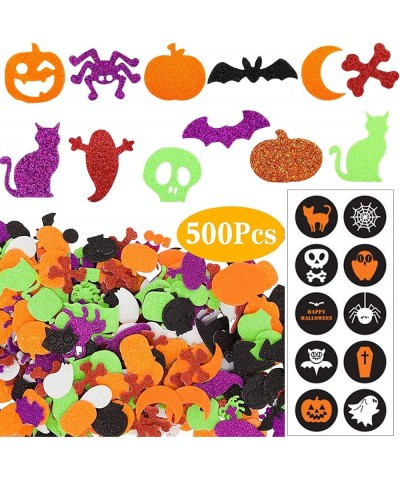 Halloween Foam Stickers - 500Pcs Glitter Foam Stickers Halloween Self-Adhesive Craft Stickers with Pumpkin Ghost Design for H...