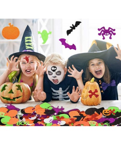 Halloween Foam Stickers - 500Pcs Glitter Foam Stickers Halloween Self-Adhesive Craft Stickers with Pumpkin Ghost Design for H...