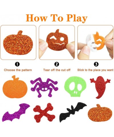 Halloween Foam Stickers - 500Pcs Glitter Foam Stickers Halloween Self-Adhesive Craft Stickers with Pumpkin Ghost Design for H...