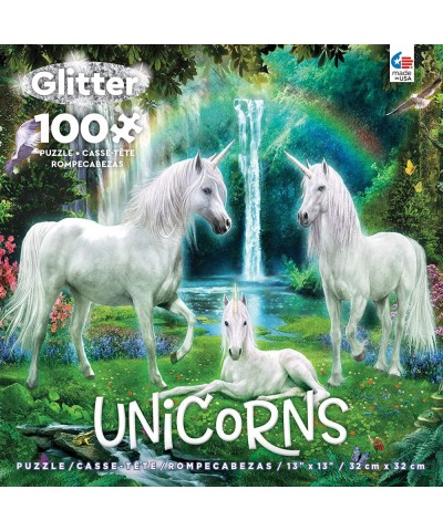 Unicorns Glitter -Rainbow Unicorn Family - 100 Piece Jigsaw Puzzle $22.03 Jigsaw Puzzles