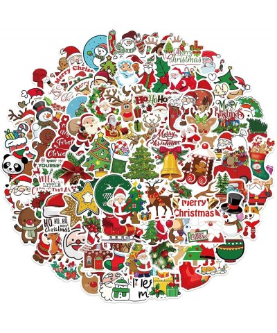 100Pcs/Pack Christmas Stickers Waterproof Cute Vinyl Stickers for Christmas Decoration Cute Santa Stickers Aesthetic Water Bo...