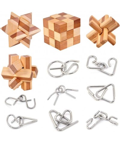 Bamboo 3D Puzzle Metal Brain Teasers Puzzles Mind Game Toys Set for Teens and Adults Pack of 12pcs $41.17 Brain Teaser Puzzles