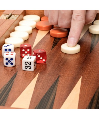 Wooden Inlaid Backgammon Game Set - Pasadena - Classic Strategy Board Game Set with Acrylic Playing Pieces & Wooden Dice Cups...