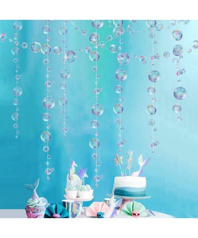 Little Mermaid Party Decoration Puple Blue Bubble Garlands Transparent Hanging Bubbles Streamer Banner Backdrop Ocean Under T...