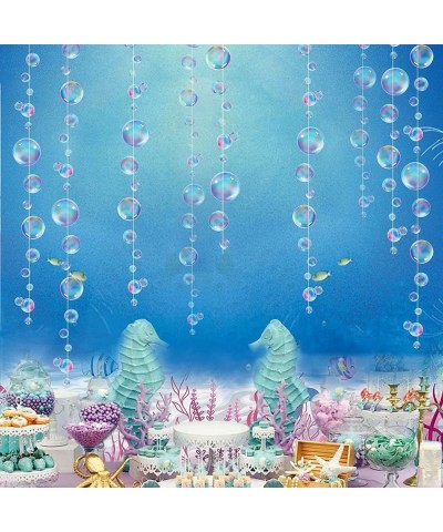 Little Mermaid Party Decoration Puple Blue Bubble Garlands Transparent Hanging Bubbles Streamer Banner Backdrop Ocean Under T...