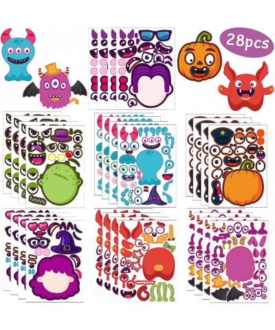 Halloween Party Favors Stickers for Kids - 28 Sheets Halloween Make Your Own Face Stickers for Kids Toddlers Halloween Activi...