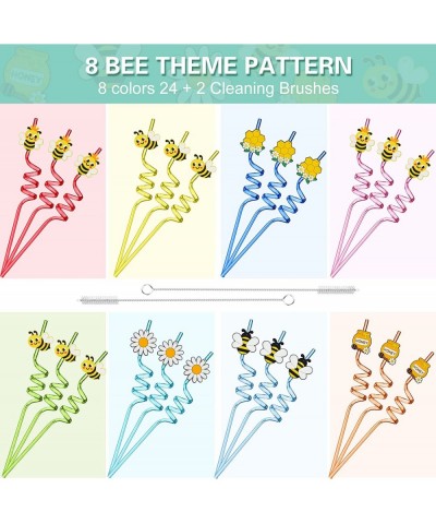 24 Reusable Bee Party Favors Straws for Bee Themed Party Supplies Goodie Gifts for Kids Birthday Party Supplies Bee Birthday ...