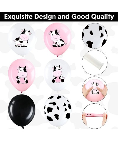 48 Pieces Cow Party Latex Balloons Decorations Pink White Black Cow Print Balloon Colorful Funny Animal Pattern Decor for Chi...