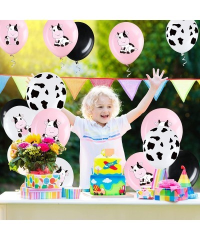 48 Pieces Cow Party Latex Balloons Decorations Pink White Black Cow Print Balloon Colorful Funny Animal Pattern Decor for Chi...