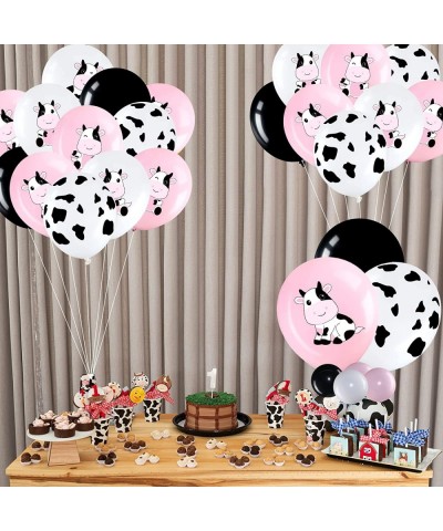 48 Pieces Cow Party Latex Balloons Decorations Pink White Black Cow Print Balloon Colorful Funny Animal Pattern Decor for Chi...