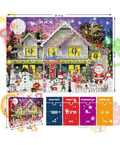 1000 Piece Christmas Jigsaw Puzzle 27.5" x 20" - Snow Scene Holiday Puzzles Merry Christmas Puzzle with Christmas Tree Snowma...