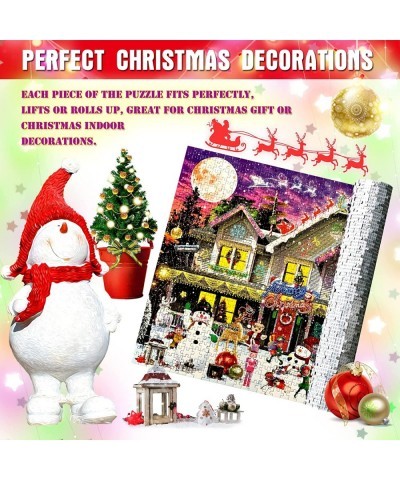 1000 Piece Christmas Jigsaw Puzzle 27.5" x 20" - Snow Scene Holiday Puzzles Merry Christmas Puzzle with Christmas Tree Snowma...