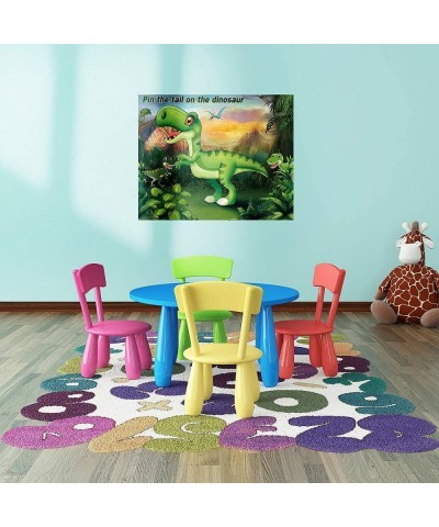 Pin The Tail on The Dinosaur Game with 24 Pieces Dinosaur Tail Stickers Horns and 6 Pieces Colorful Blindfolds for Dinosaur B...