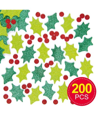 EX729 Holly and Berry Glitter Foam Stickers - Pack of 200 for Kids to Decorate Christmas Cards and Collage $15.74 Kids' Stickers