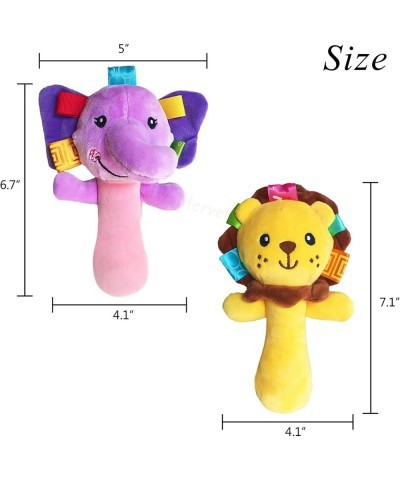 Cartoon Stuffed Animal Baby Soft Plush Hand Rattle Squeaker Sticks for Toddlers - Elephant and Lion $17.66 Baby Rattles & Plu...