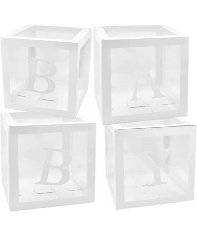 Baby Boxes with Letters for Baby Shower 4 boxes 4 sets of letters Clear Baby Shower Decorations Block Boxes Baby Shower Birth...